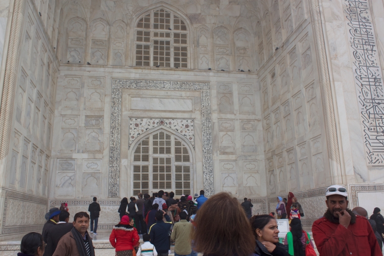 Entering to the Main Mausoleum of Taj Mahal
